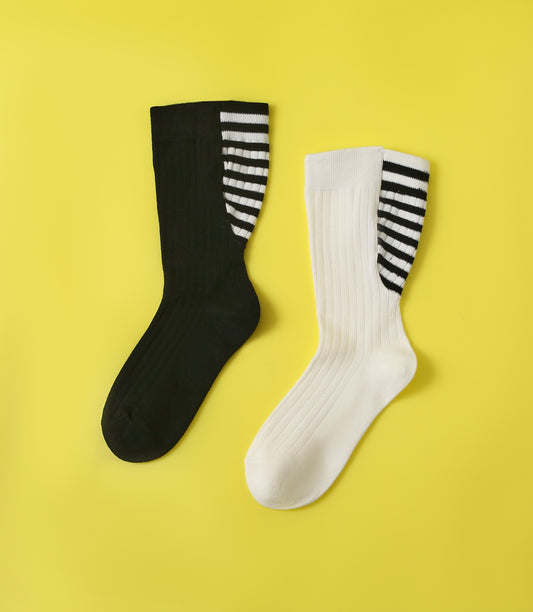 Laid-back socks in Black and White (2 Pairs)